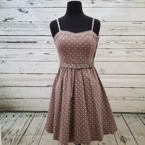 taupe polka dot dress